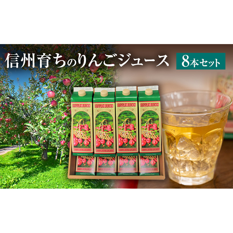 信州育ちのりんごジュース 8本詰 果実飲料 飲料類 飲み物 フルーツジュース アップルジュース 長野市産りんご りんご100% ストレートジュース コク 長野県長野市27000お茶・飲料果汁・野菜