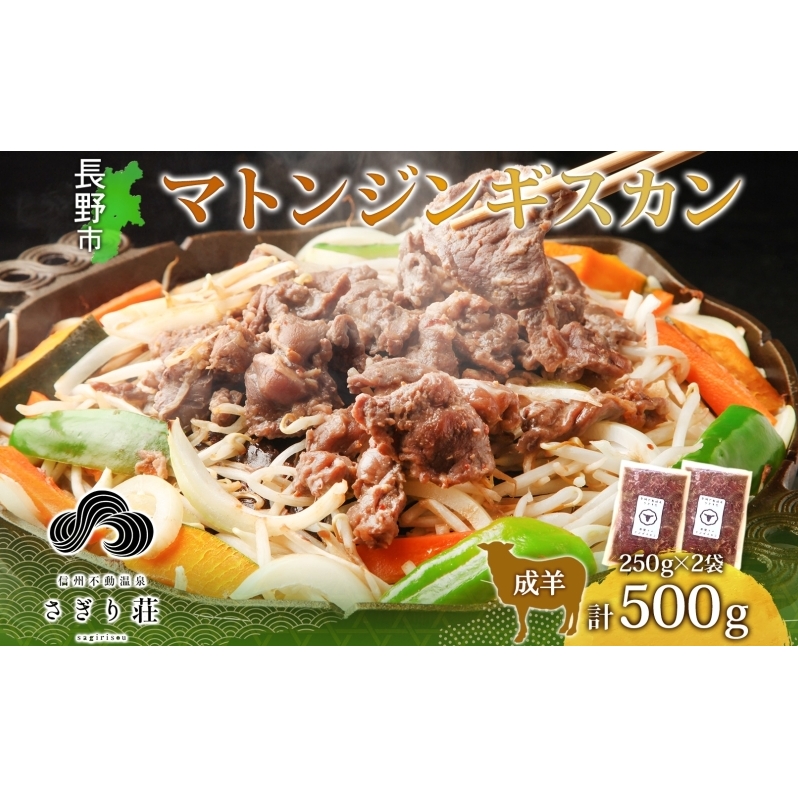 長野県 不動温泉 さぎり荘 謹製 マトンジンギスカン 250g×2袋 計1kg 羊肉 マトン 味付き 肉 お肉 ジンギスカン 焼肉 BBQ 冷凍 小分け キャンプ  羊 おかず ストック お取り寄せ グルメ 人気 産地