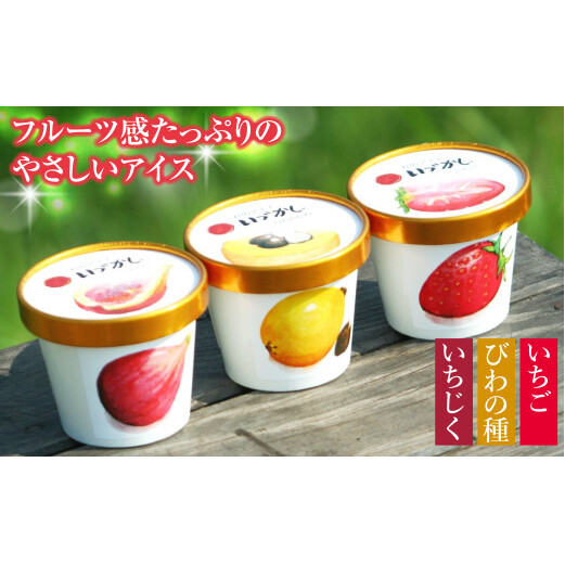 杜のアイスクリーム「いづかし」 びわの種・いちじく・いちご兵庫県淡路市12000菓子・スイーツアイス・ジェラート