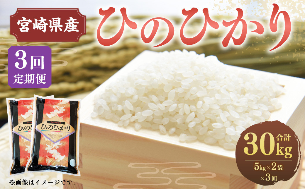 <3ヶ月定期便 宮崎県産ひのひかり10kg>お申込みの翌月下旬頃に第一回目発送(12月は中旬頃)宮崎県高鍋町51000米・パン白米