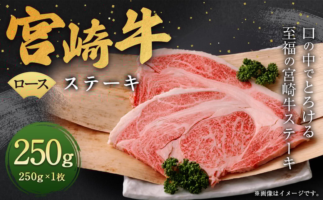 <宮崎牛ロースステーキ 1枚(計250g)>翌月末迄に順次出荷 宮崎牛 牛肉 黒毛和牛 ロース ステーキ 極上 肉質 宮崎県産宮崎県高鍋町14000肉牛肉