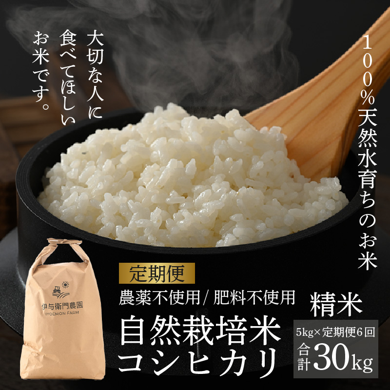 【定期便6回】【令和7年産 新米】伊与衛門農園の自然栽培コシヒカリ精米 5kg×6回  伊与衛門農園の特別栽培米<温度と湿度を常時管理し新鮮米を出荷!>/ 米 白米 自然の力 高品質 鮮度抜群
