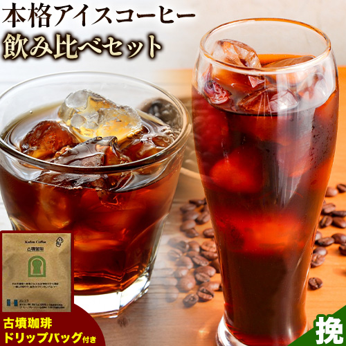 本格アイスコーヒー用 珈琲豆 飲み比べセット 200g×2袋(挽)古墳珈琲 ドリップバッグ 1袋 株式会社ばいせん工房 珈琲倶楽部《30日以内に出荷予定(土日祝除く)》大阪府 羽曳野市 コーヒー