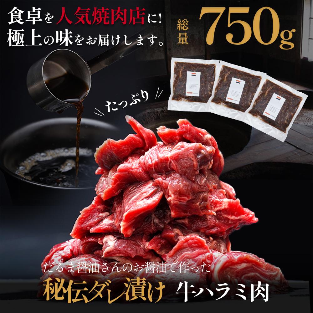 老舗ダルマ醤油使用!印南町オリジナル熟成タレ漬け牛ハラミ 750g 【BBQ・焼肉用】和歌山県印南町15000肉牛肉