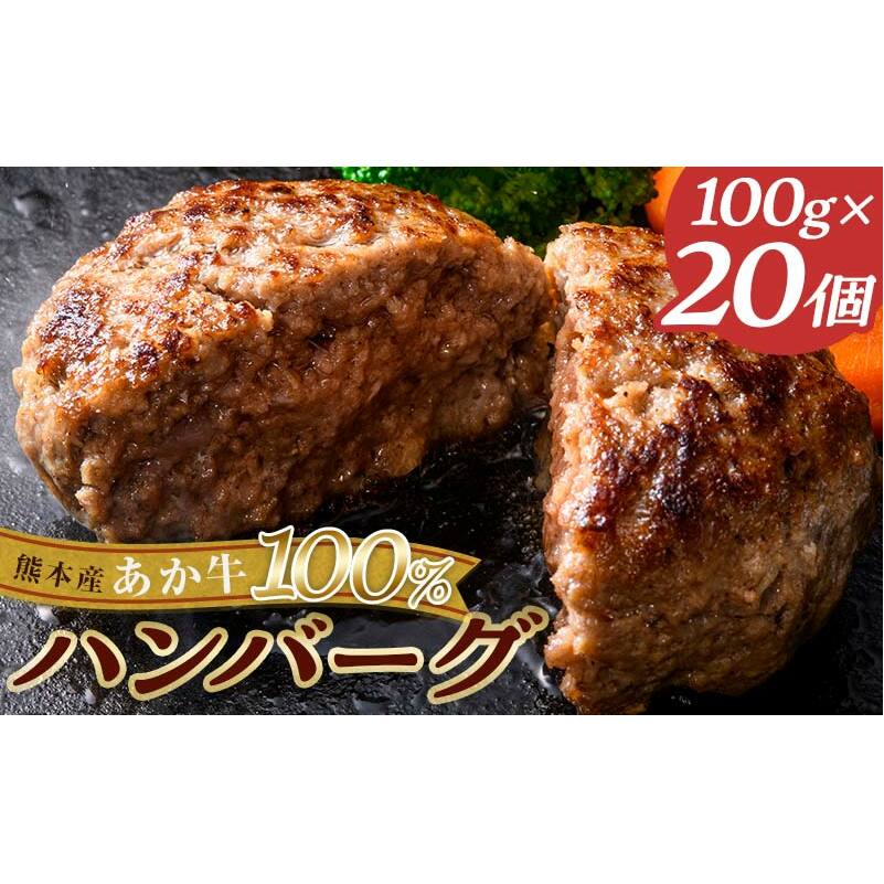 FKK19-268_あか牛100%ハンバーグ(100g×20個) 熊本県 嘉島町熊本県嘉島町27000肉牛肉