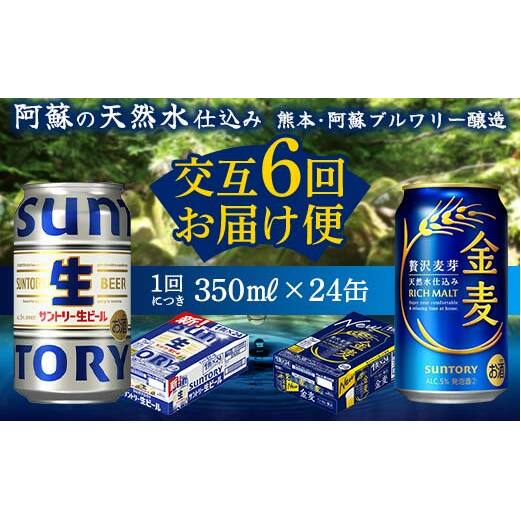 FK7-0172_【サントリー生ビール・金麦交互6回定期便】各350ml ×24本 熊本県 嘉島町 ビール ギフト 贈り物 酒 アルコール熊本県嘉島町84000酒・アルコールビール・発泡酒