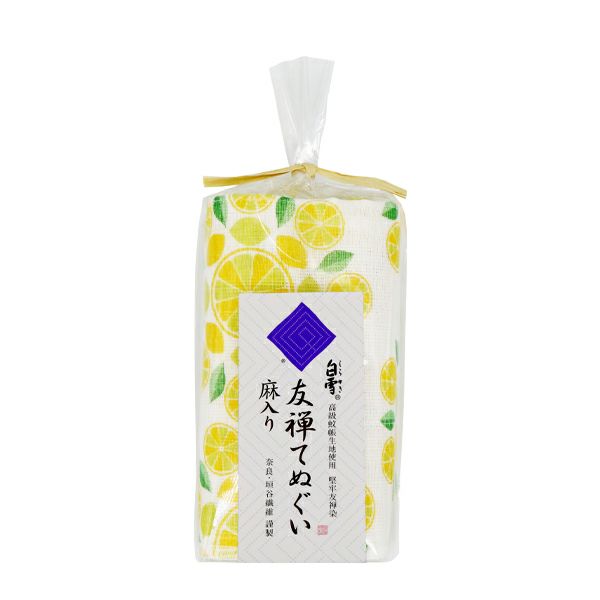 東大寺の薬湯と白雪友禅てぬぐいセット(レモン) ふきん 布巾 台拭き キッチンクロス 友禅染め 蚊帳生地 吸湿 保湿 ふんわり ハンカチ タオル てぬぐい 食器拭き 株式会社白雪 なら 奈良