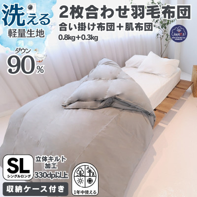 【洗える羽毛布団】羽毛本掛け布団シングル 2枚合わせ洗濯可国産 抗菌防臭防ダニ ネイビー【1310549】大阪府忠岡町66000雑貨・日用品寝具・タオル