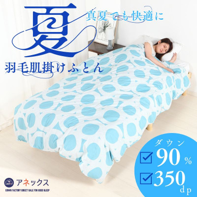【洗える】羽毛肌掛け布団シングル日本製 軽量夏用ダウンケット/北欧柄丸柄ブルー羽毛肌ふとん【1511398】大阪府忠岡町30000雑貨・日用品寝具・タオル
