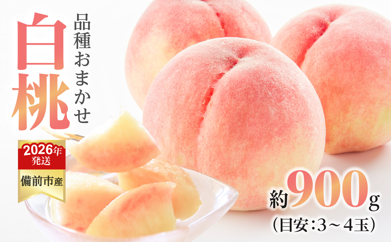 【2026年発送分 先行受付開始!】びぜん白桃 早生4品種のうち1品種 約0.9kg(令和8年6月下旬〜7月上旬頃発送)【 岡山県備前市産 白桃 早生 約0.9kg 】岡山県備前市15000果物・フルーツもも