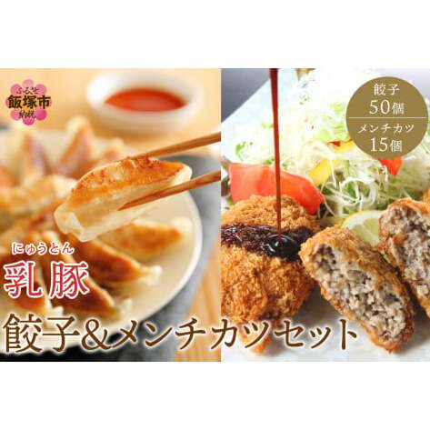 乳豚 餃子50個&メンチカツ15個セット【A7-039】福岡県飯塚市17000鍋セット・総菜・加工食品その他 鍋セット・総菜・加工食品