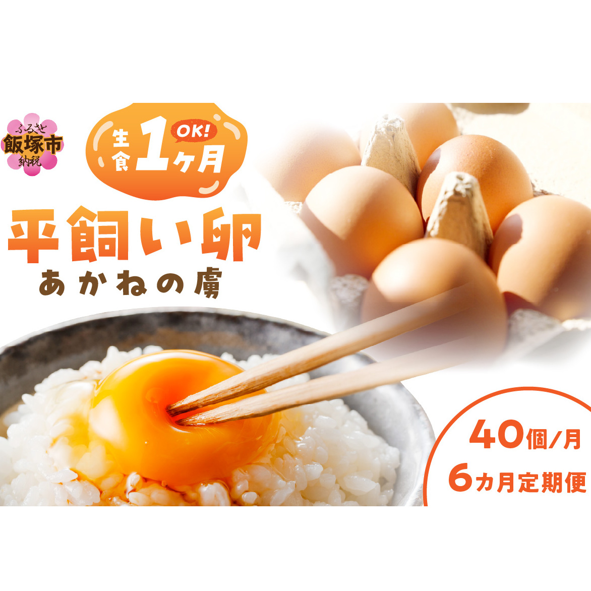 〈平飼い卵〉あかねの虜(40個/月)【6カ月定期便】【J08-002】福岡県飯塚市108000卵・乳製品卵(鶏、烏骨鶏等)