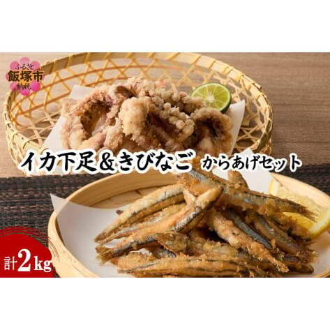 イカ下足唐揚げ&ピリ辛明太子漬けきびなごの唐揚げ 各1kg【C2-017】福岡県飯塚市32000魚介・海産物イカ・タコ・ウニ