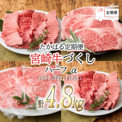 『定期便』宮崎牛たかはる定期便ハーフα(6回 奇数月発送) 国産 黒毛和牛  ブランド牛 牛肉 お肉 TF0309-P00020宮崎県高原町150000肉牛肉
