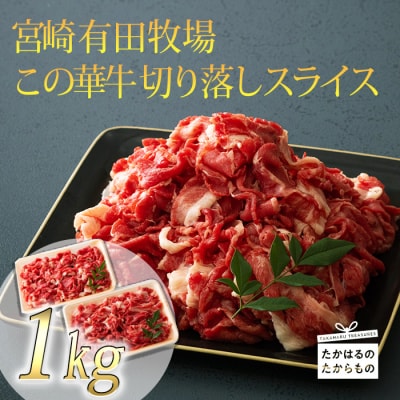 高原有田牧場直送 この華牛 切落しスライス (1kg) TF0458-P00037宮崎県高原町12000肉牛肉