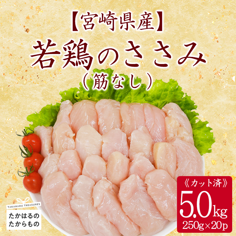 宮崎県産若鶏筋なしささみ5.0kg(250g×20)TF0840-P00063宮崎県高原町24000肉鶏肉