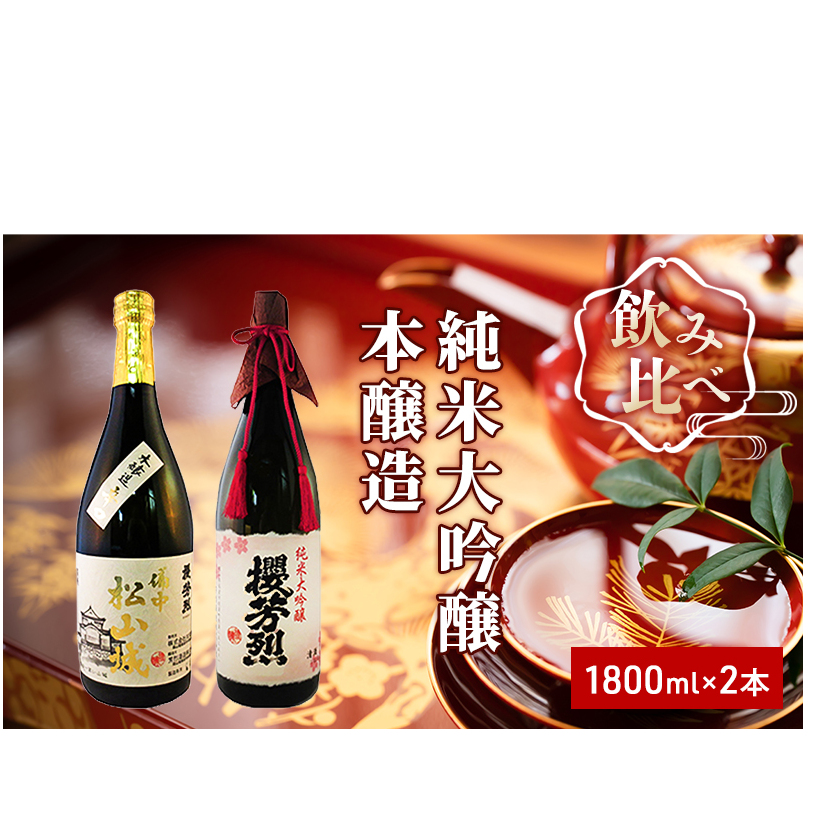 純米大吟醸「櫻芳烈」と本醸造「備中松山城」(1,800ml×2本) 日本酒 岡山県高梁市37000酒・アルコール日本酒