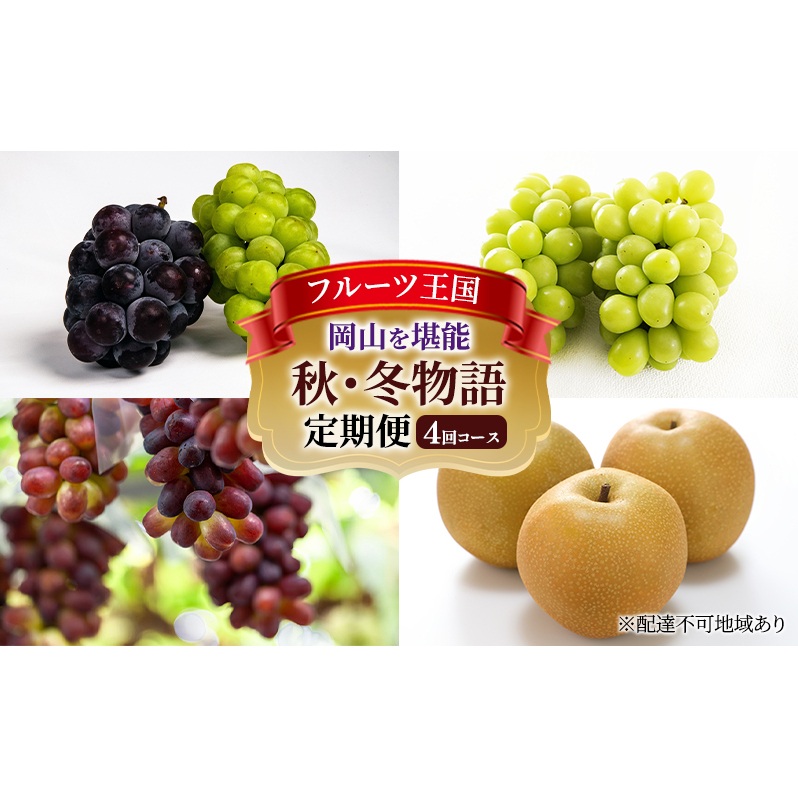 ぶどう 梨 定期便 2025年 先行予約 フルーツ王国 岡山を堪能 4回コース 秋・冬物語 葡萄 ぶどう 梨 なし 岡山県産 国産 果物 セット ギフト 岡山県高梁市78000果物・フルーツマスカット・ぶど