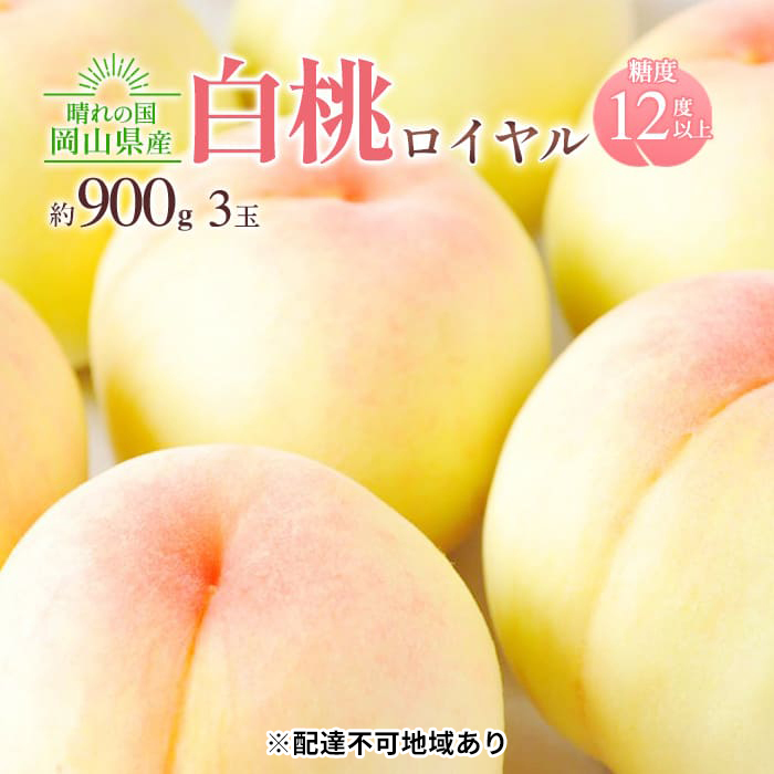 桃 2026年 先行予約 岡山 白桃 ロイヤル 3玉入り 合計約900g もも モモ 岡山県産 国産 フルーツ 果物 ギフト 橋田商店岡山県高梁市19000果物・フルーツもも・すもも