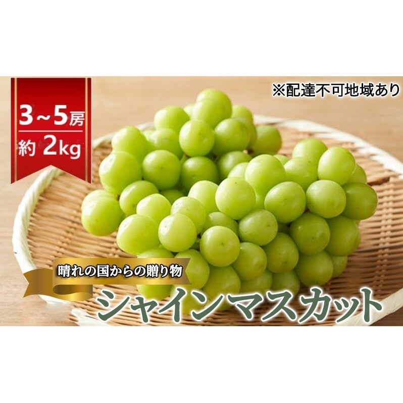 早期受付 ぶどう 晴れの国 シャインマスカット 2kg(3〜5房)化粧箱入り 岡山県 高梁市 ブドウ 葡萄 果物 フルーツ岡山県高梁市27000果物・フルーツマスカット・ぶどう