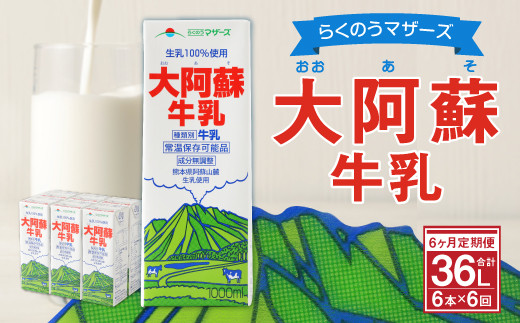 【6ヶ月定期便】 大阿蘇牛乳 1L×6本×6ヶ月 合計36L 紙パック熊本県益城町60000卵・乳製品牛乳・乳飲料