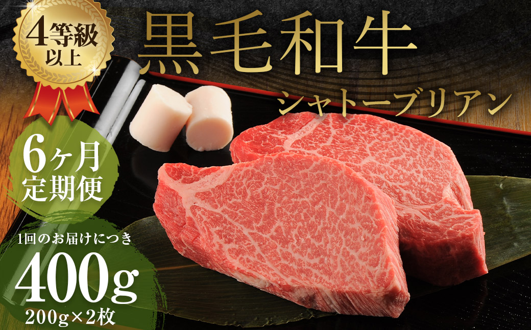 【6ヶ月定期便】くまもと黒毛和牛 シャトーブリアン 400g(200g×2枚) 牛肉 牛 肉熊本県益城町228500肉牛肉