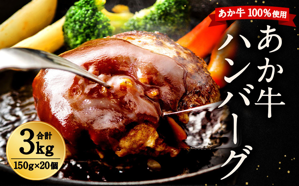 熊本県産 GI認証取得 あか牛 ハンバーグ 合計3kg 惣菜 おかず熊本県益城町27000肉牛肉