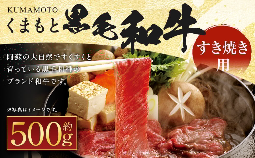 くまもと 黒毛和牛 すきやき用 約500g熊本県益城町14000肉牛肉