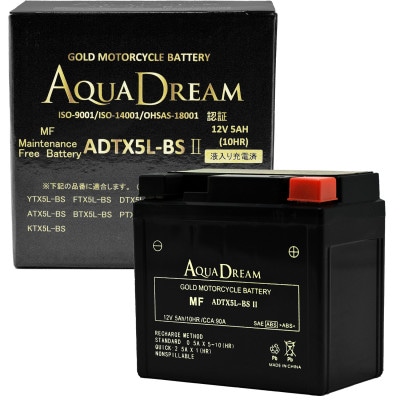 AQUADREAM GOLD バイク用バッテリー 液入充電済 ADTX5L-BS II 1個【配送不可地域:沖縄】【1641483】奈良県天理市8000電化製品家電