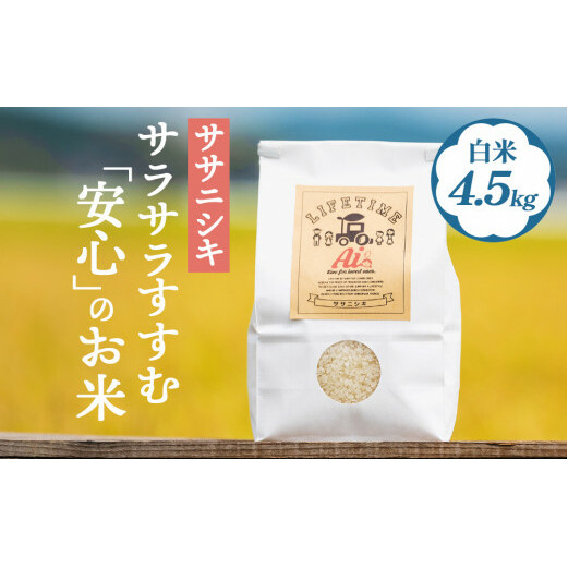 【 先行予約 】ササニシキ 白米 4.5kg 新米 米 お米 化学肥料不使用 コメ こめ ささにしき 精米 ご飯 ごはん 主食 ライス 4.5キロ 産地直送 国産 宮城県 石巻市宮城県石巻市16000米・パン白米