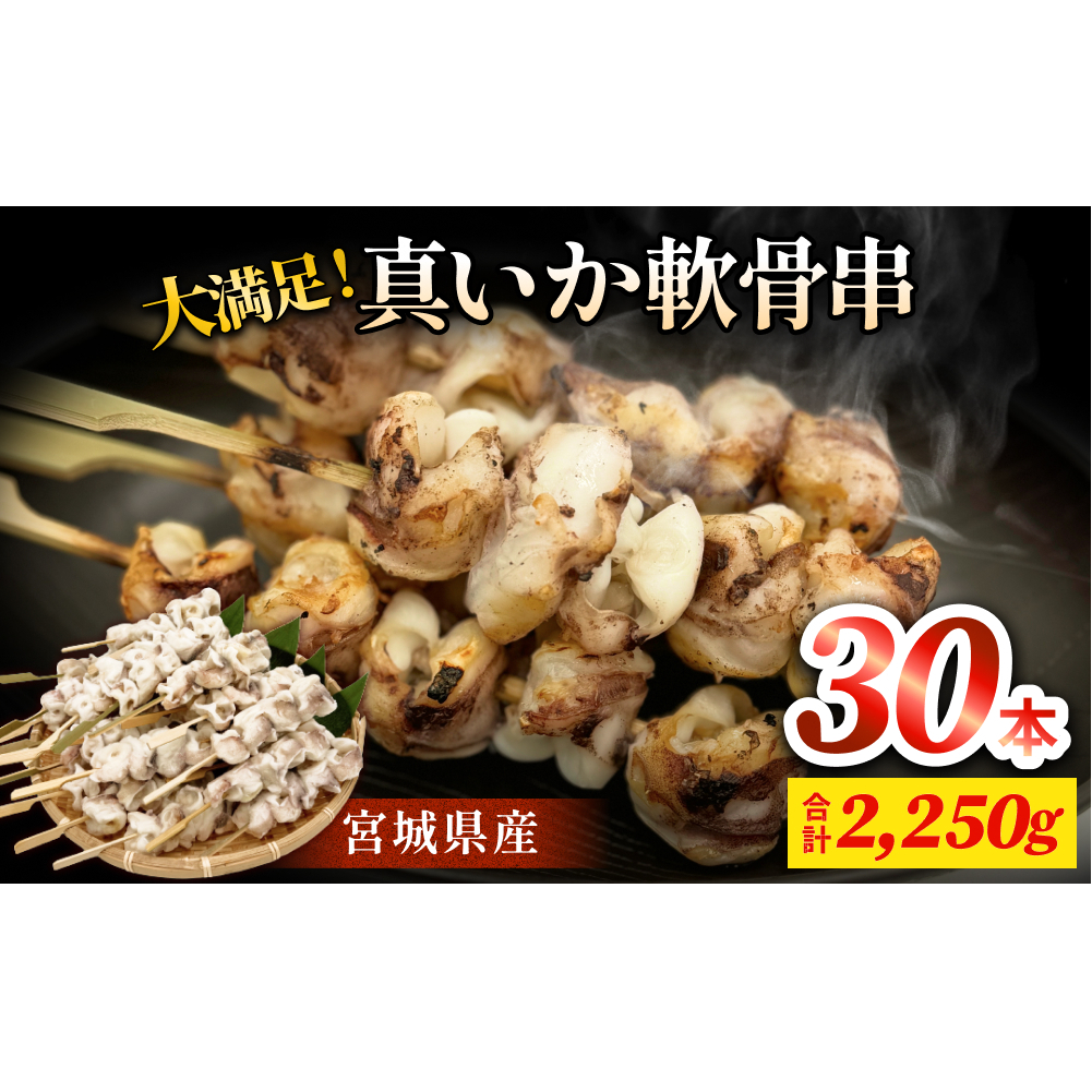宮城県産真いか軟骨串(30本入り)・バーベキューBBQ宮城県石巻市16000魚介・海産物イカ・タコ・ウニ
