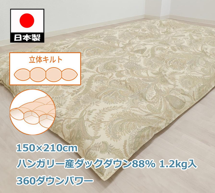 立体 羽毛ふとん(SL) ハンガリー産ダックダウン グリーン K055322HD12GR大阪府泉大津市220000雑貨・日用品寝具・タオル
