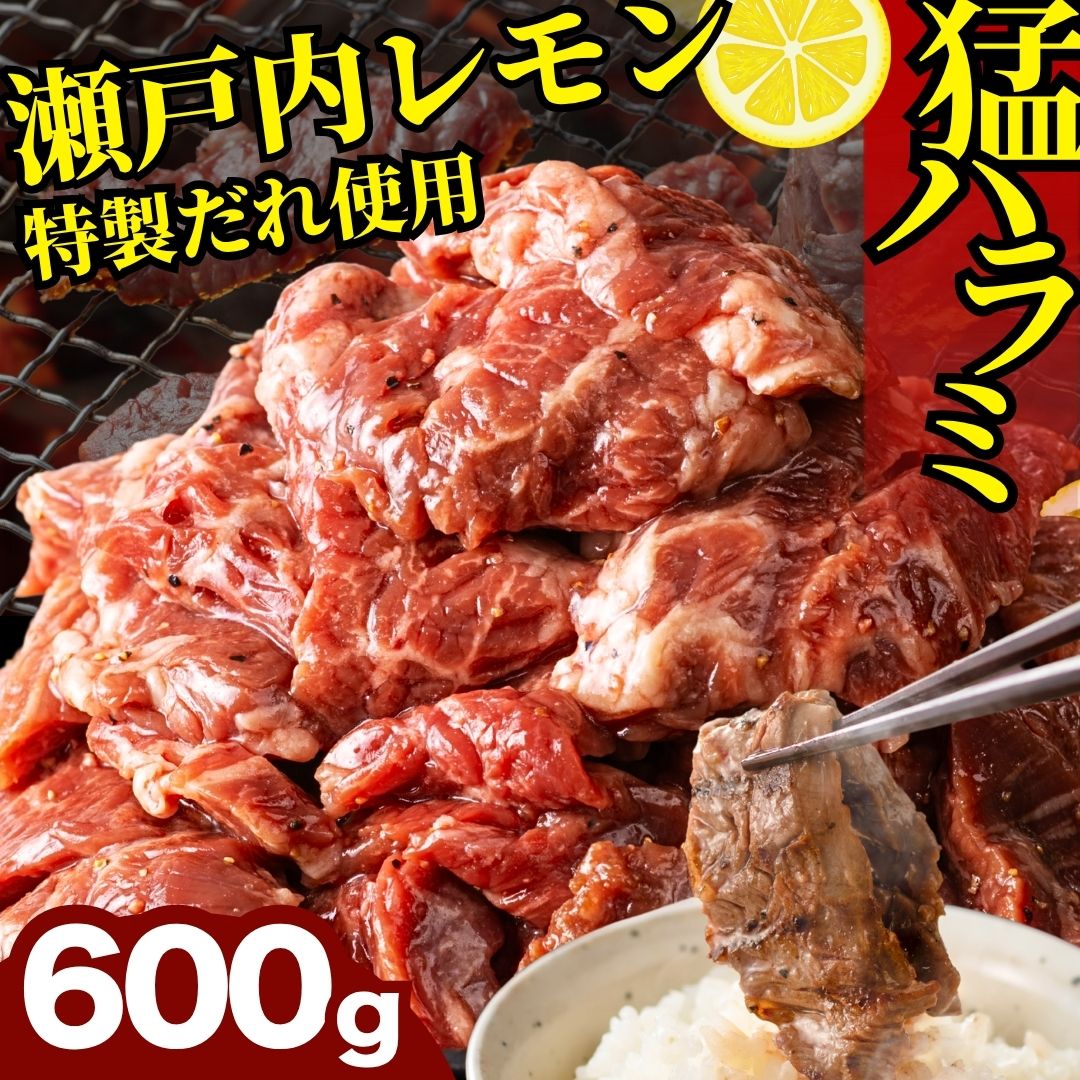 【瀬戸内レモン塩だれ】牛ハラミ 600g(300g×2パック) 尾野精肉店の牛ハラミ【肉 訳あり 小分け 真空パック 冷凍 牛肉 ハラミ 味付き 焼肉 BBQ 広島県 竹原市】広島県竹原市16000肉牛肉