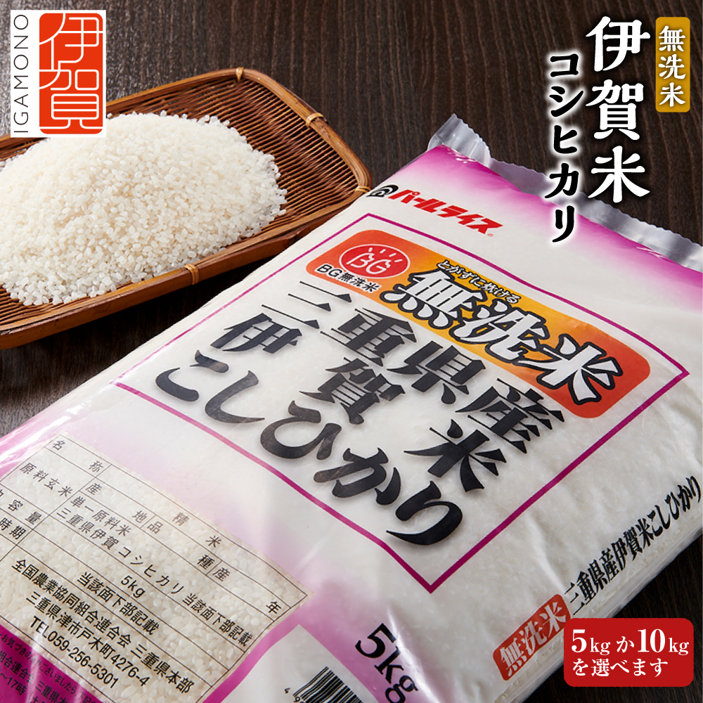 令和6年産 無洗米 伊賀米コシヒカリ 5kg三重県伊賀市12000米・パン白米