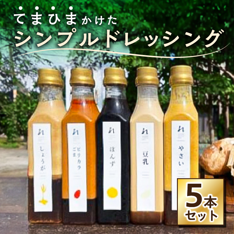 てまひまかけたシンプルドレッシング 5本セット(豆乳、ピリカラごま、やさい、ぽんず、しょうが)【 調味料 栃木県 那須塩原市 】 ns037-002栃木県那須塩原市18000調味料・油ドレッシング