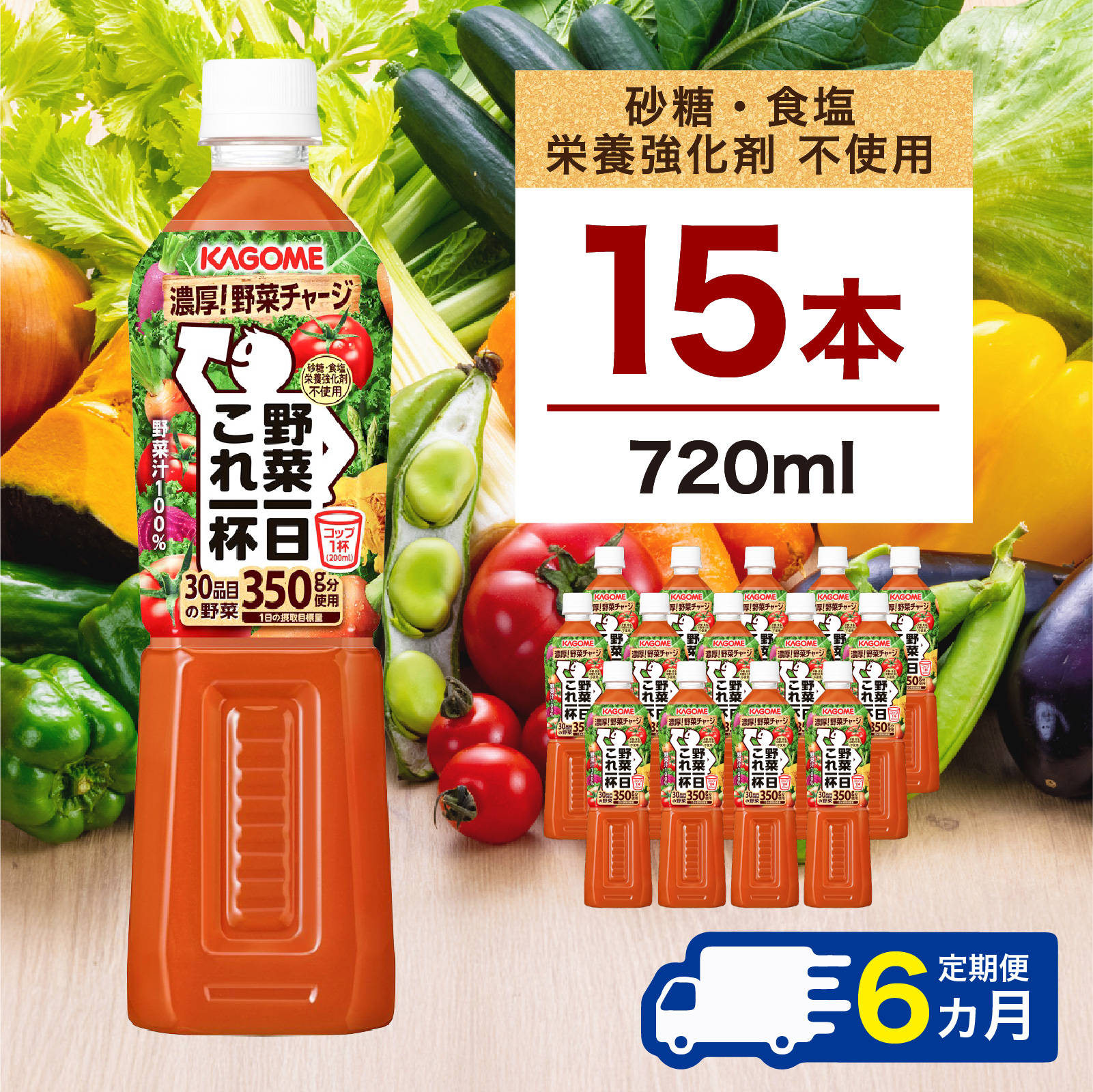 【定期便6ヵ月】カゴメ 野菜一日これ一杯 720ml 15本 ns111-030栃木県那須塩原市102000お茶・飲料果汁・野菜飲料