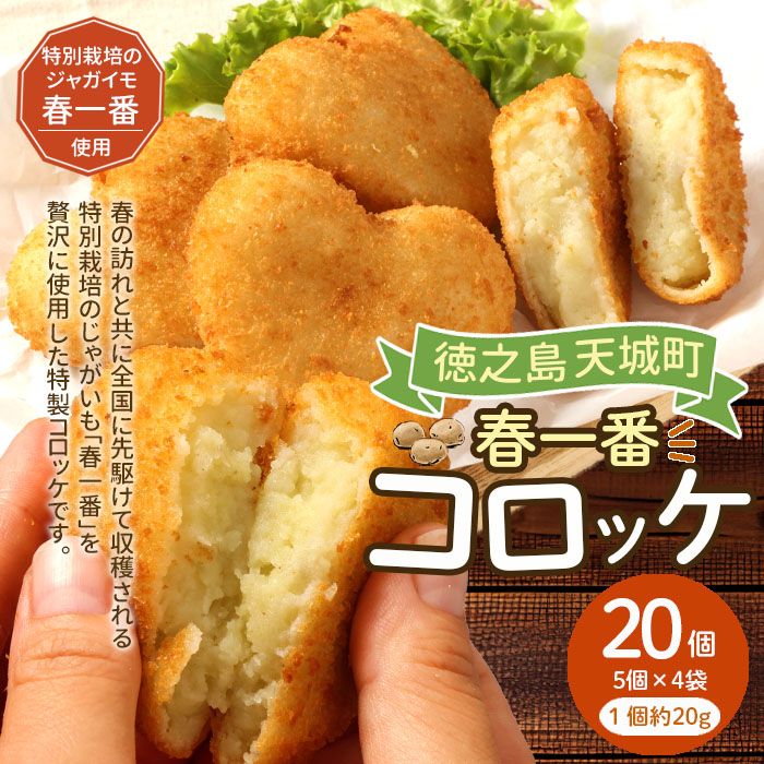 徳之島 春一番 コロッケ 20個 セット (5個×4袋) 1個当たり約60g 計約1.2kg じゃがいも 惣菜 おかず 冷凍 鹿児島 天城町鹿児島県天城町18000鍋セット・総菜・加工食品総菜