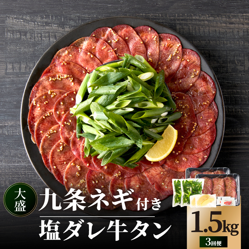 ≪定期便全3回≫【大盛九条ネギ】塩ダレ牛タン500g京都府木津川市57000肉