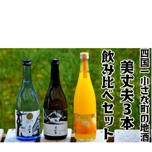 【四国一小さなまちの地酒】美丈夫 720ml×3本飲み比べセット(純米吟醸 純麗たまラベル・純米大吟醸 舞・ぽんかんリキュール)高知県田野町20000酒・アルコールウイスキー・洋酒・リキュ