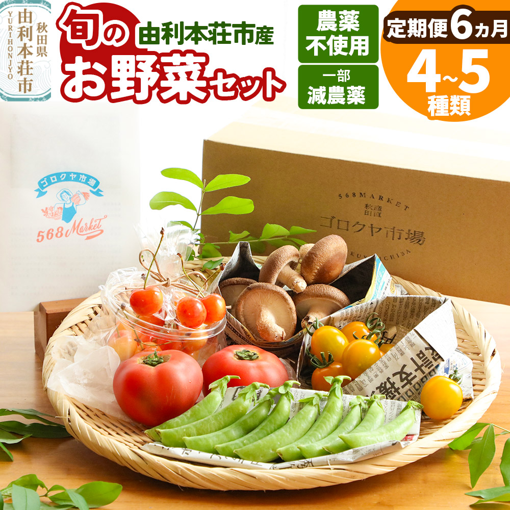 【定期便 半年分・6ヶ月】旬のお野菜セット 秋田県 由利本荘市産 栽培期間中農薬不使用 減農薬秋田県由利本荘市68000野菜・きのこその他 野菜