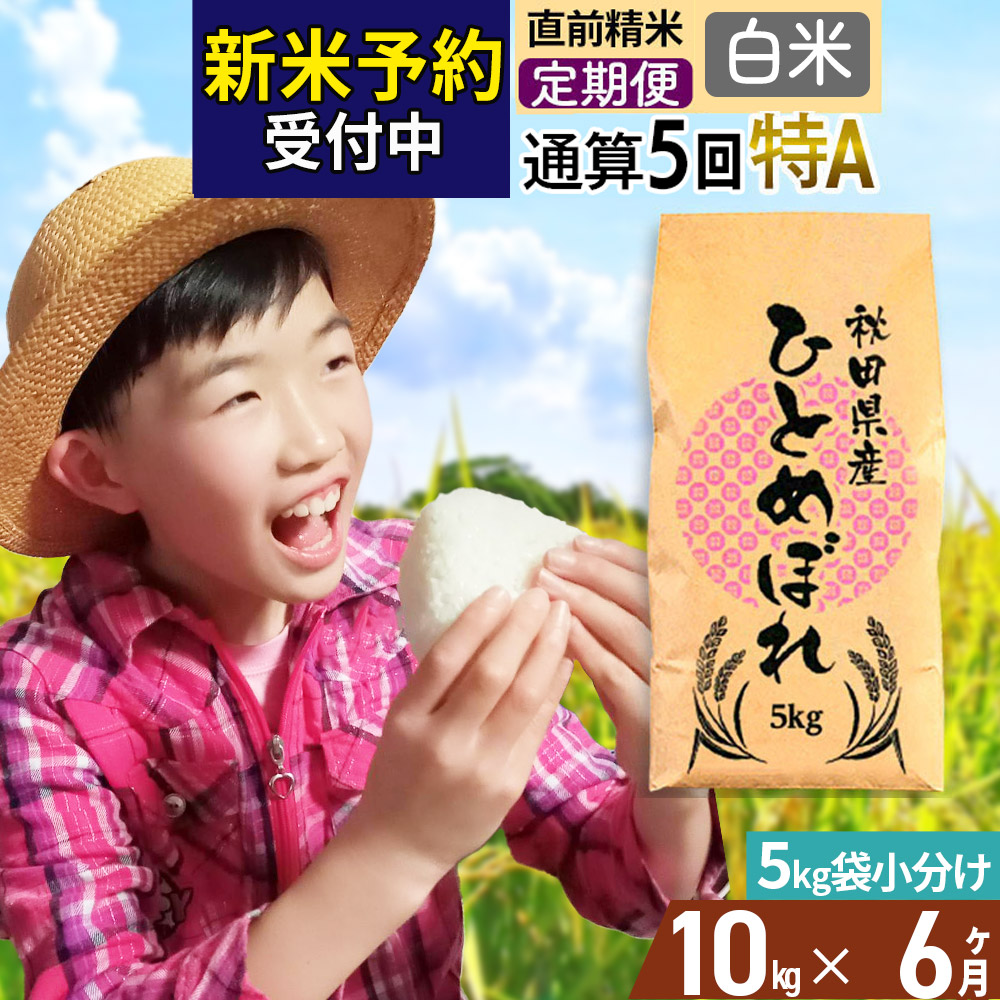 《予約受付》《定期便6ヶ月》令和7年産 【白米】通算5回特A 秋田県産ひとめぼれ 計10kg (5kg×2袋) お届け周期調整 隔月もOK【2025年11月中出荷予定】秋田県由利本荘市186000米・パン白米