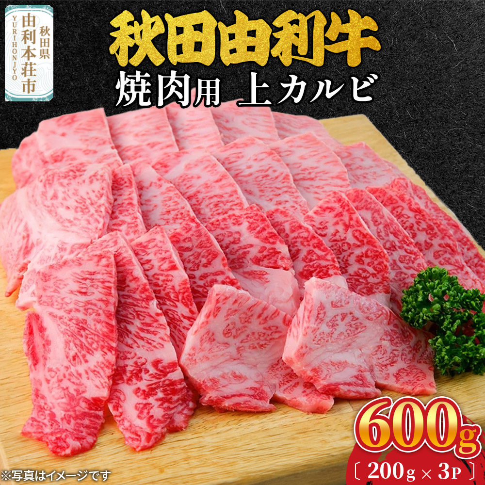 秋田由利牛 焼肉用 上カルビ 600g(200g×3パック)秋田県由利本荘市41000肉牛肉