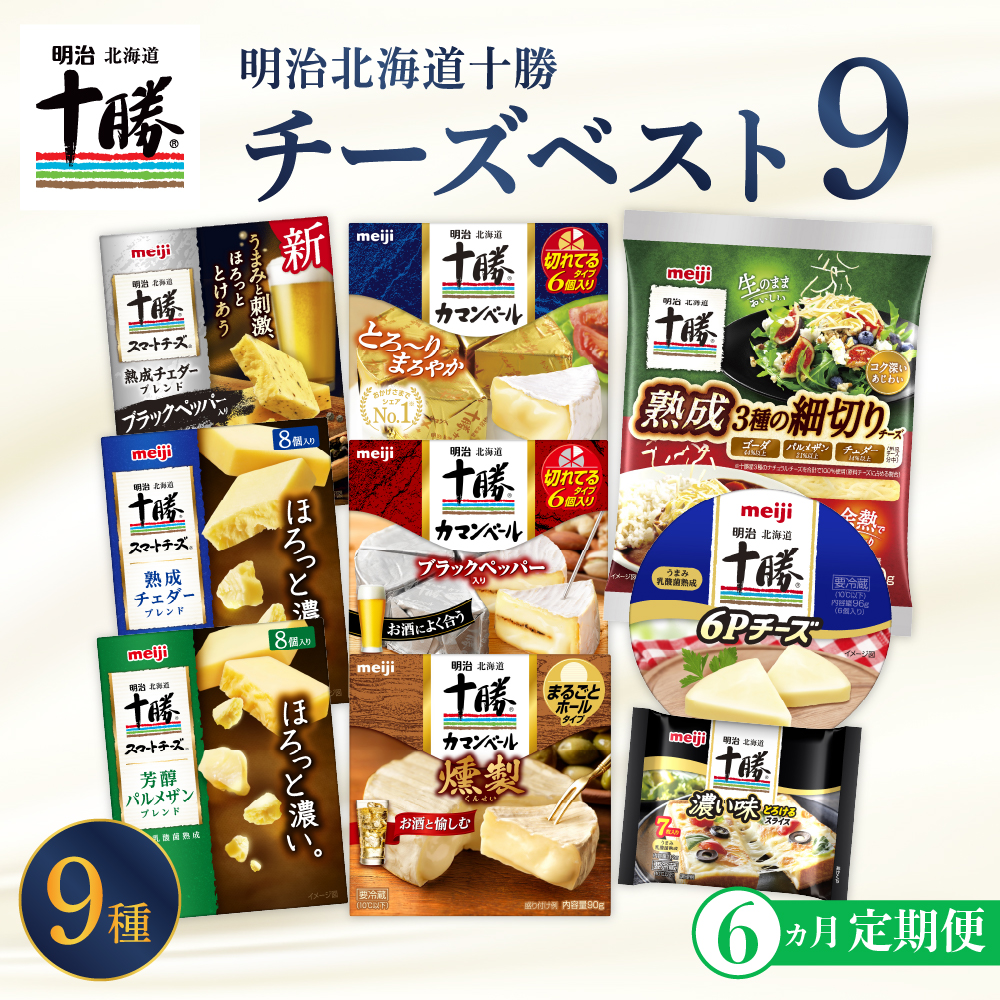 【6ヵ月定期便】明治北海道十勝チーズ 新・ベスト9 食べ比べセット me003-106-t6c北海道芽室町114000卵・乳製品チーズ