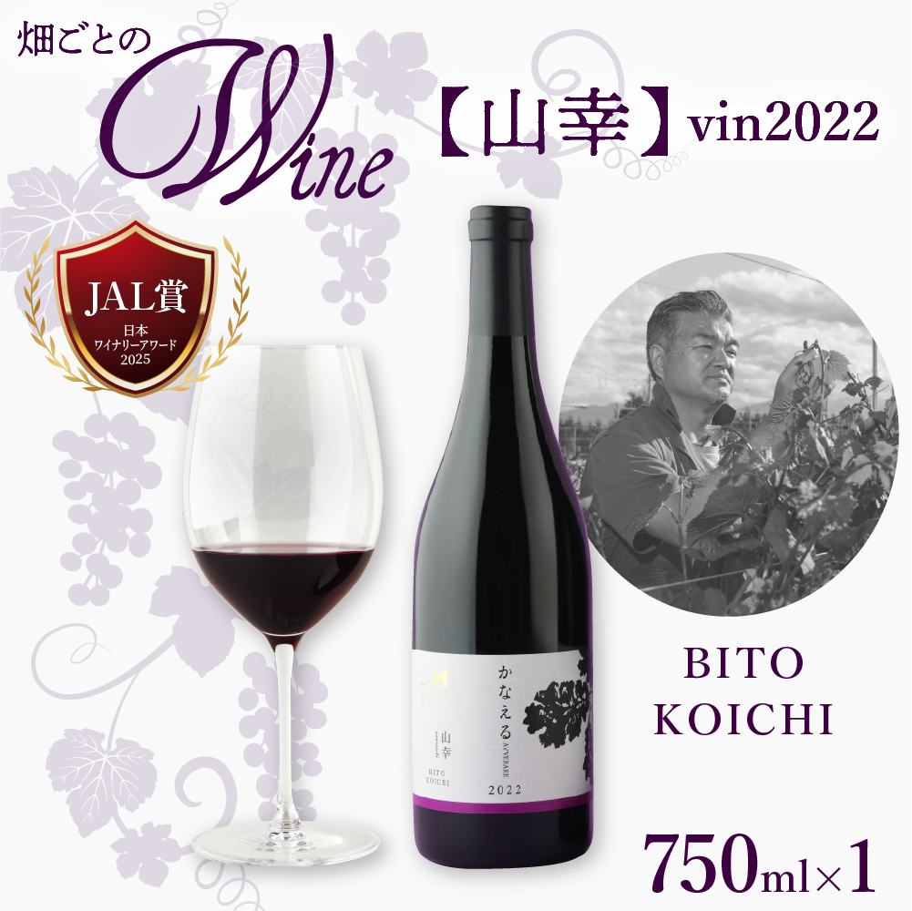 北海道十勝芽室町 かなえる 山幸【BITO KOICHI】vin2022 750ml×1本 me032-068c北海道芽室町20000酒・アルコールワイン