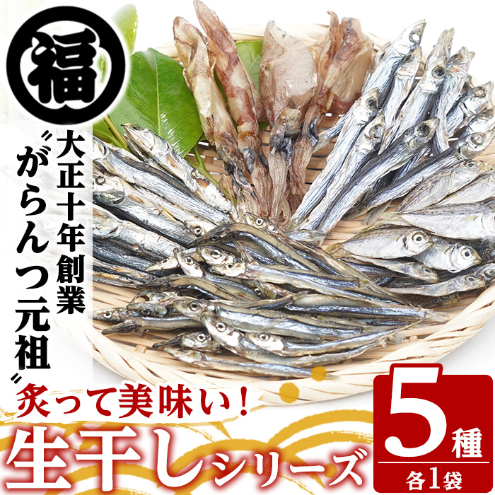 鹿児島県阿久根市産!生干しシリーズ(5種)国産 生干し おつまみ おかず 魚介 魚貝 海産物 干物 ひもの【マルフク川畑水産】akn029-03鹿児島県阿久根市10000魚介・海産物その他 魚介・海産物