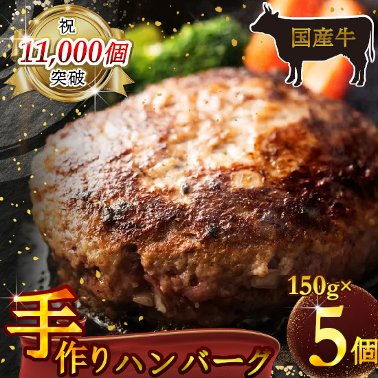 (冷凍) 国産牛肉100% 食べ応え満点 手作り・手ごね ハンバーグ 750g / 歩商事 自家製タレ 贈答用 ギフト 奈良県 田原本町奈良県田原本町9000鍋セット・総菜・加工食品その他 鍋セット・総