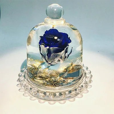 クリスタルドーム 「奇跡・青い薔薇」 / fleur misaki お祝い インテリア 雑貨 ハーバリウム プレゼント ギフト 奈良県 田原本町奈良県田原本町37000衣類・装飾品・工芸品その他 装飾品・工芸
