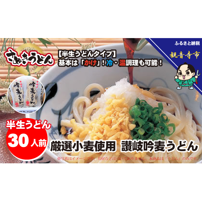「さぬき半生」 讃岐吟麦うどん 30人前 300g×10袋 麺類 香川県観音寺市13000麺うどん