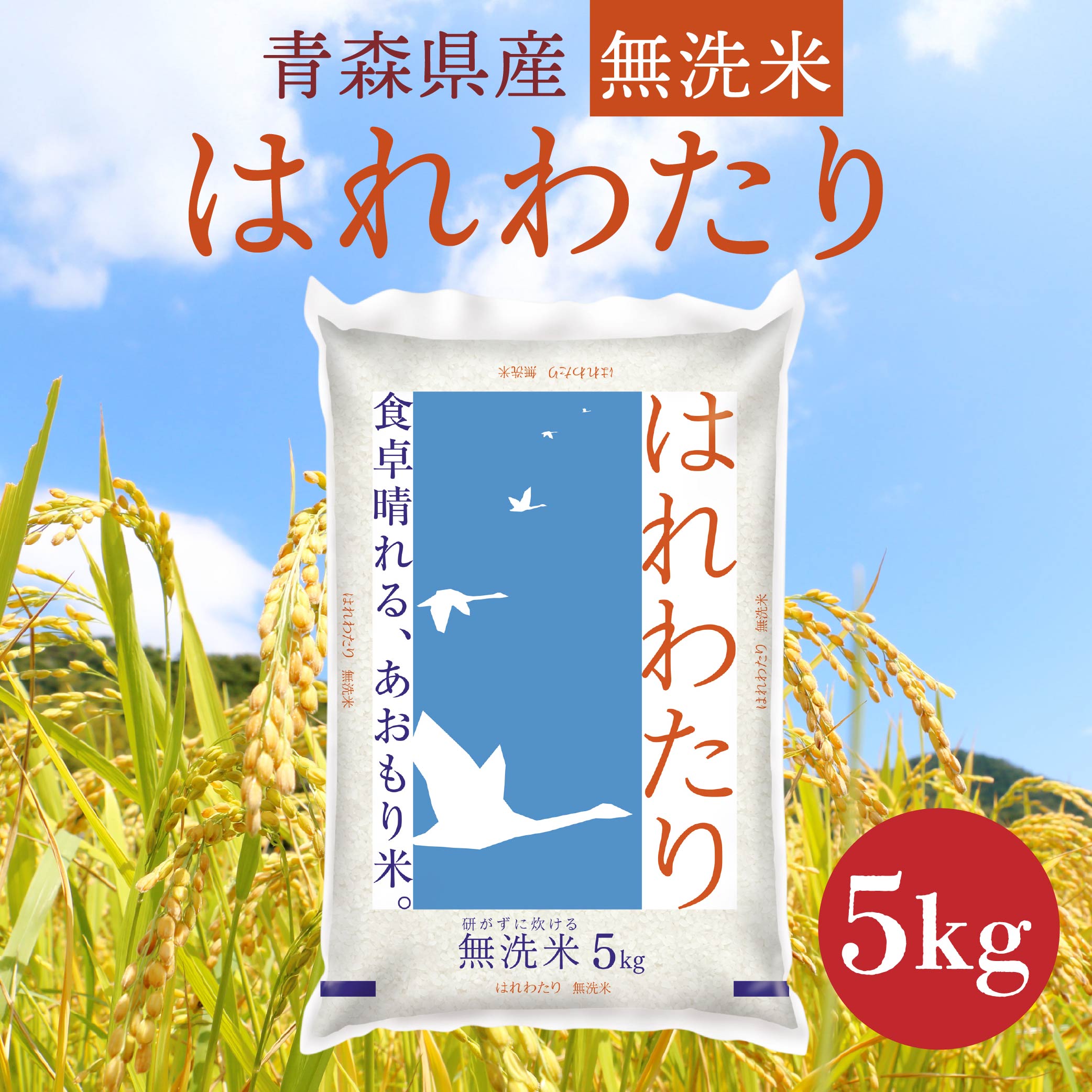 青森県産 無洗米 はれわたり 5kg青森県八戸市26000米・パン白米