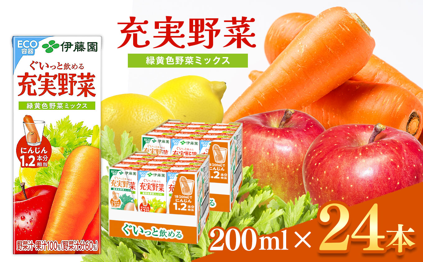 充実野菜 緑黄色野菜ミックス 紙パック  ( 200ml × 24本 )  伊藤園長野県松本市13000お茶・飲料果汁・野菜飲料